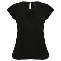 Women'S Pleat Front Short Sleeve Blouse