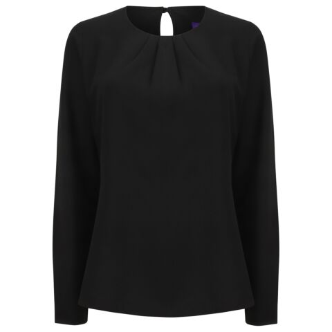 Women'S Pleat Front Long Sleeve Blouse