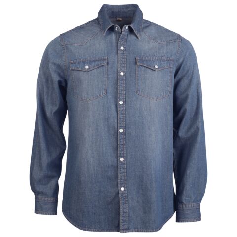 Men'S Long-Sleeved Denim Shirt