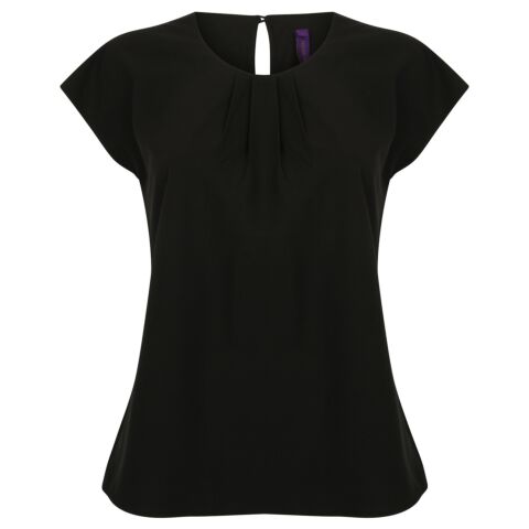 Women'S Pleat Front Short Sleeve Blouse