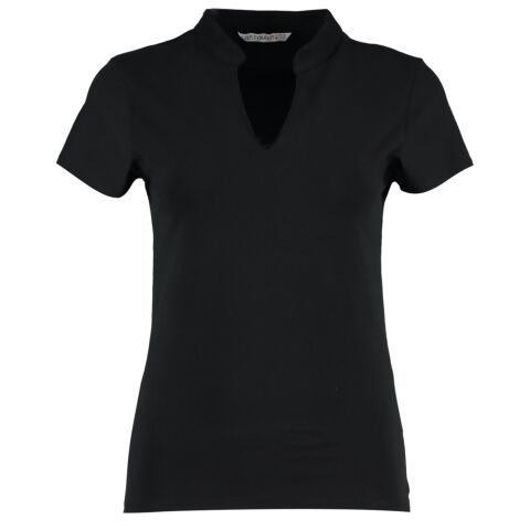 Women'S Corporate Short-Sleeved Top V-Neck Mandarin Collar (Regular Fit)