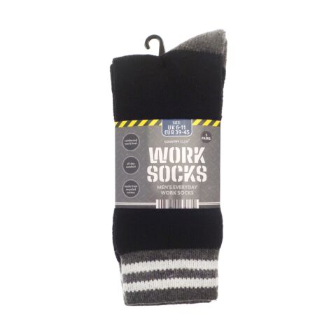 Men’S 3-Pack Work Socks (Recycled Cotton)